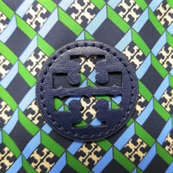 Tory Burch Women's Ella Nylon Printed Tote Navy Multi Geo Logo Bag - Picture 6 of 6